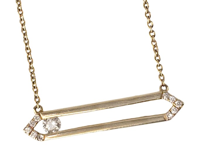 Solid 14K Gold and Diamond Necklace Moving Diamond Etsy