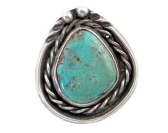 Vintage Turquoise & Silver Ring - Southwestern Style  - Size 6