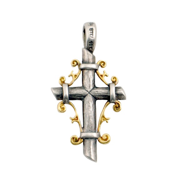 Sterling Silver & 18K Gold Cross - Spiritual Two … - image 2