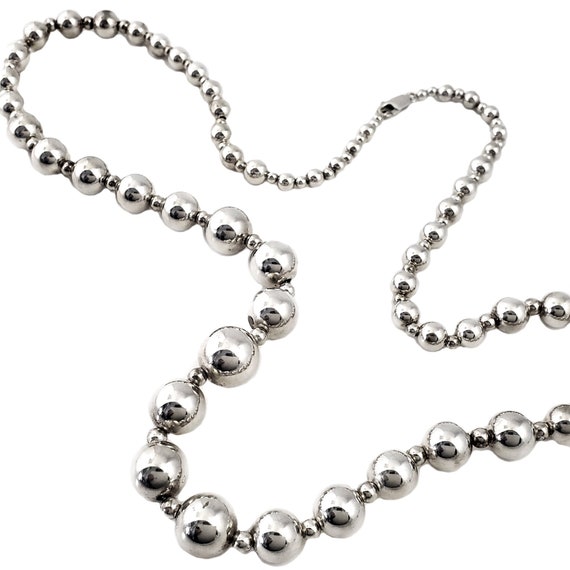 Vintage Sterling Silver Bead Necklace Small to Large Beads 30 Long