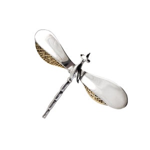 Large Dragonfly Brooch in Sterling Silver and Bronze - 3&quot; Wingspan