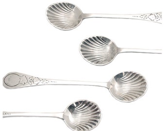 4 Sterling Silver Shell Bowl Spoons • Gorham Revere MMA Reproductions - Demitasse Spoon Set - 4.5" Long