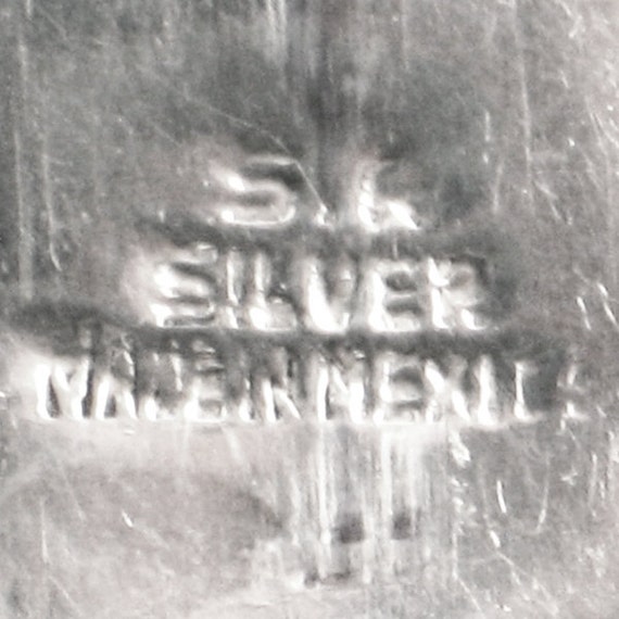 Vintage Silver & Black Onyx Link Bracelet  - 2.5 … - image 5