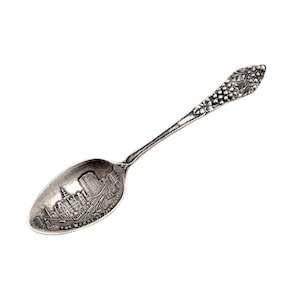 Heart of Detroit Antique Souvenir Spoon - Sterling Silver Demitasse - 4 1/8&quot; Long