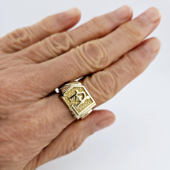Distinctive A Initial Ring in Solid 10K Gold - Vi… - image 4