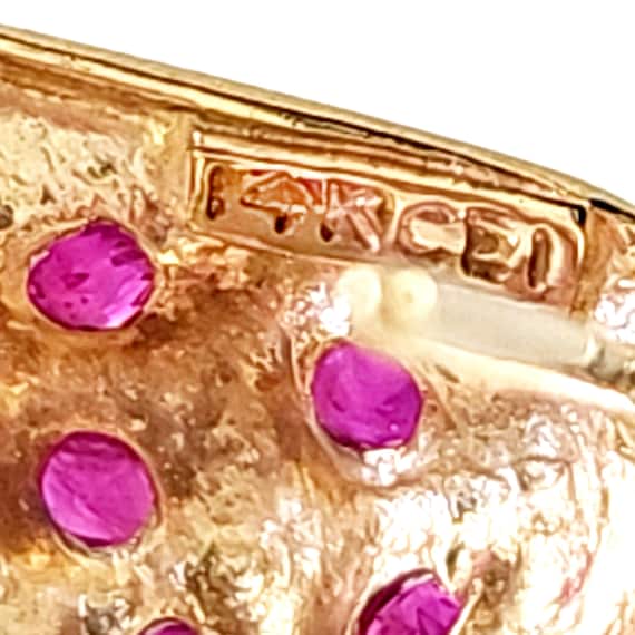 14K Gold Ruby Diamond Panther Earrings: Two-Tone … - image 10