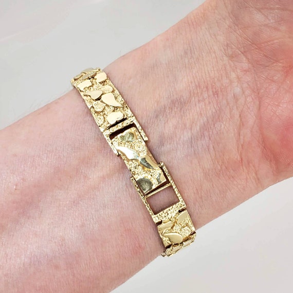 Men's 10k Yellow Gold Solid Nugget Bracelet 8.5