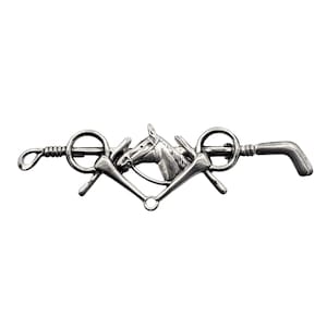 Vintage Sterling Silver Brooch with Equestrian Theme - Horse Head and Tack - 2 7/8&quot; Wide