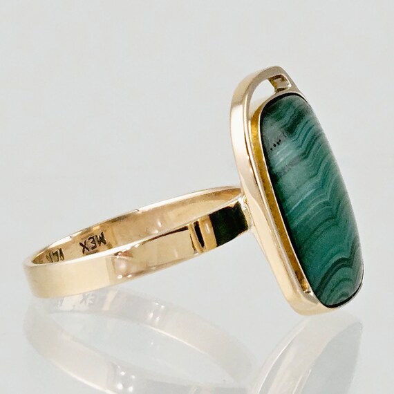 Unique Malachite Ring in Solid 14K Gold - Contemp… - image 5