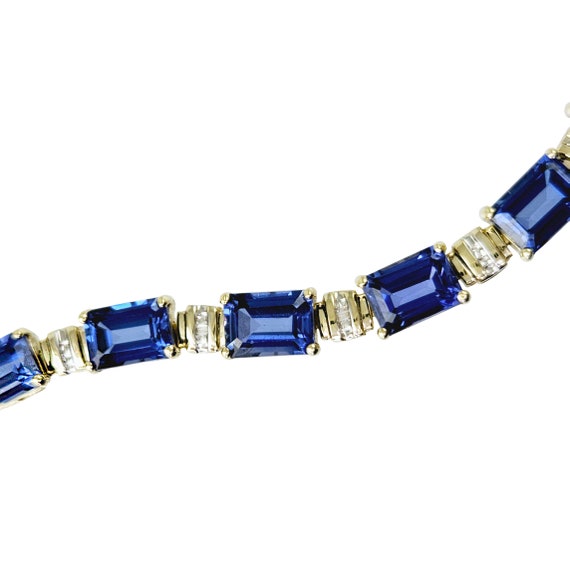 Created Sapphire and 10K Gold Link Bracelet with … - image 1