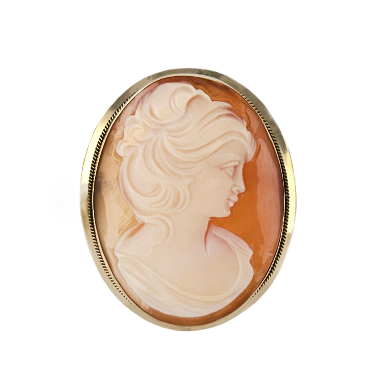 Vintage Shell Cameo Pendant Brooch in 18K Gold 1.25 Tall - Etsy