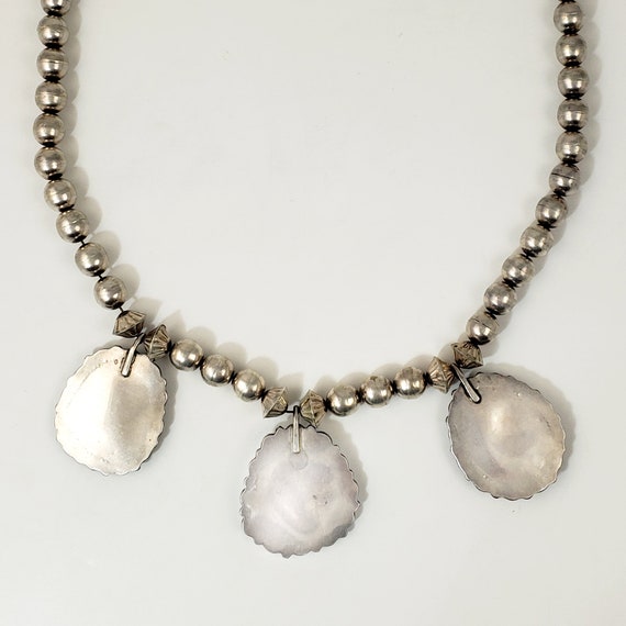 Vintage Southwestern Silver Bead Necklace with 3 … - image 10