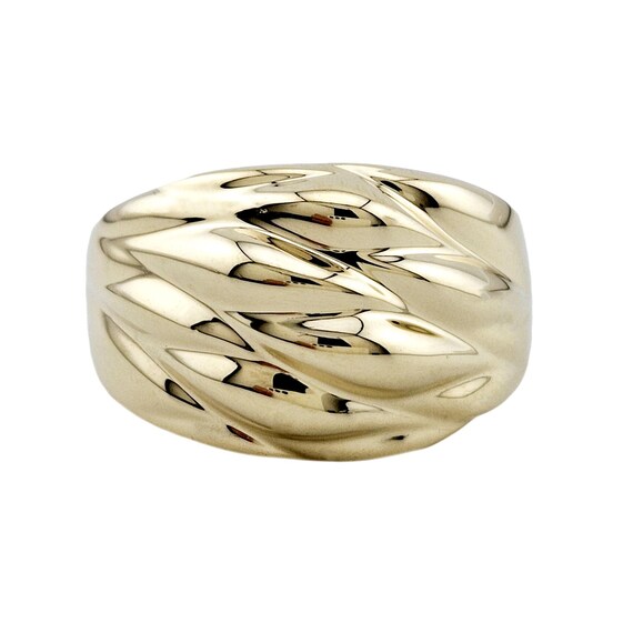 Solid 10K Gold Ring - Dynamic Rippled Design - Si… - image 1