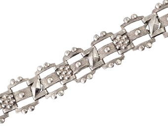 Vintage Geometric Sterling Silver Link Bracelet From Peru - 7.5" Long