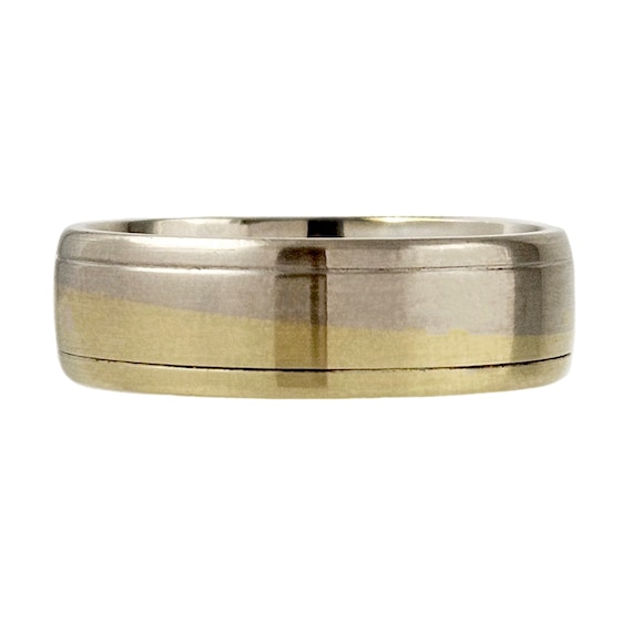 Vintage Two-Tone 14K Gold Mens Wedding Band by Dia