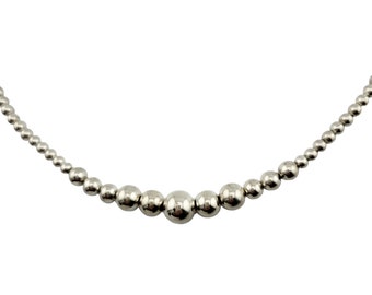 Sterling Silver Beads Necklace - Vintage Desert Pearls - 16" to 19" Long Adjustable