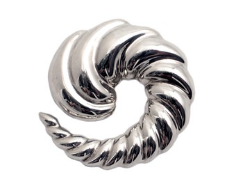 Large Silver Crescent Pendant Brooch - Vintage Mexican Sterling Silver Brooch or Pendant - 2.25" Diameter