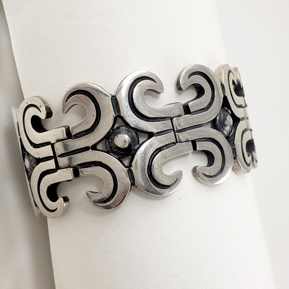 Vintage Mexican Sterling Silver Bracelet - Styliz… - image 2