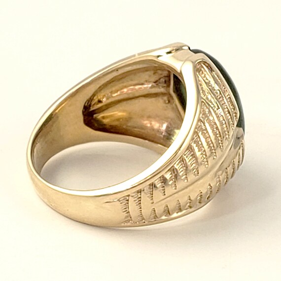 Vintage Jade Ring in Solid 14K Gold - Masculine S… - image 8