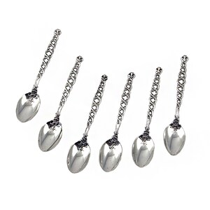 Set of 6 Sterling Silver Demitasse Spoons by Whiting Manufacturing Company - 4 1/16&quot; Long