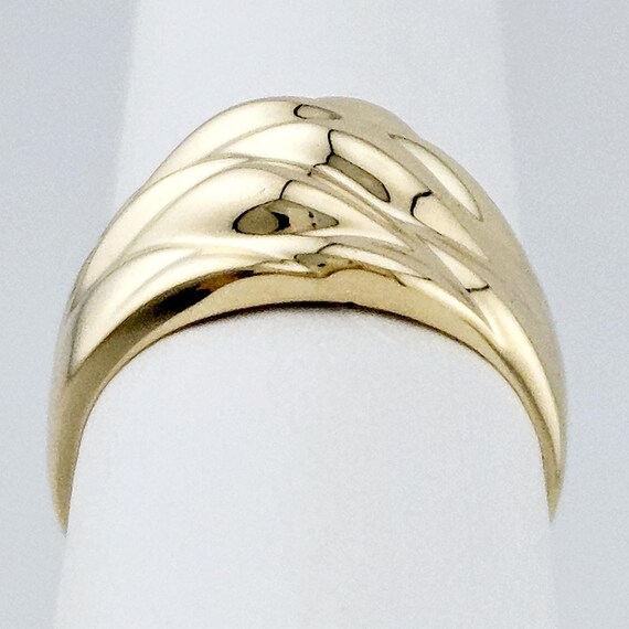 Solid 10K Gold Ring - Dynamic Rippled Design - Si… - image 9