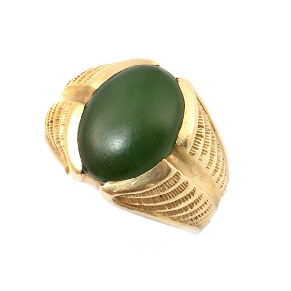 Men's Jade Ring in 14K Gold Vintage 14K Gold Ring with Etsy