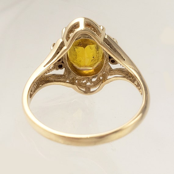 14K Gold and Citrine Ring with Diamonds - Filigre… - image 10