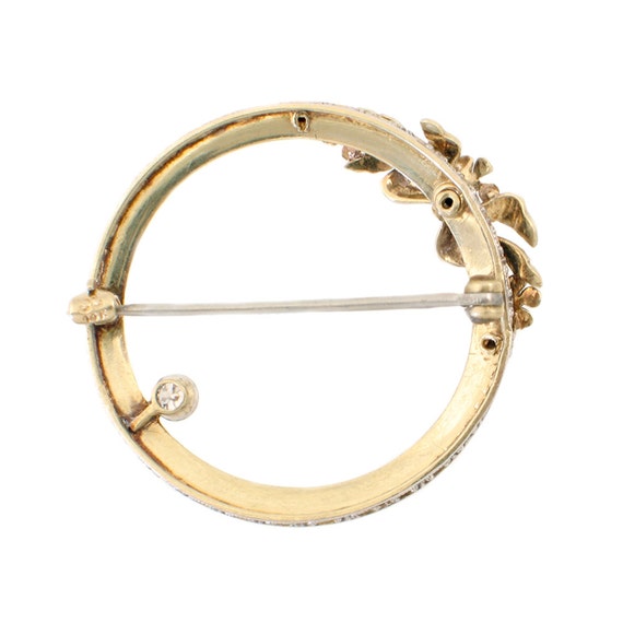 Antique Circle Brooch in 14K Gold with Diamond  -… - image 5