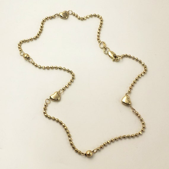 Sexy 14K Gold Bead Chain Anklet with Hearts - 10 … - image 5