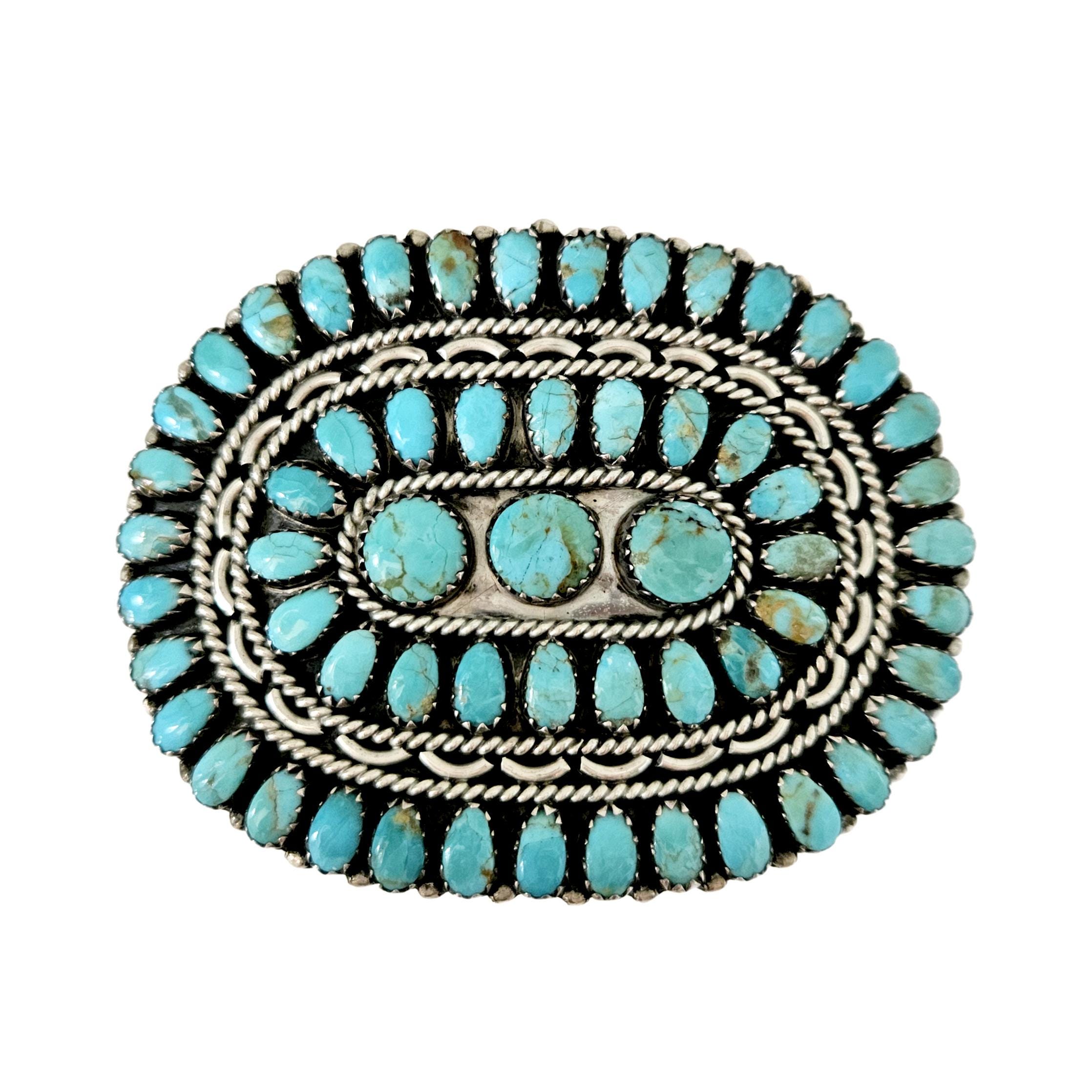 Larry Moses Begay “LMB Navajo” Vintage Turquoise and Sterling Hair Barrette Vintage Signed Southwestern Turquoise Sterling Silver  main image 4