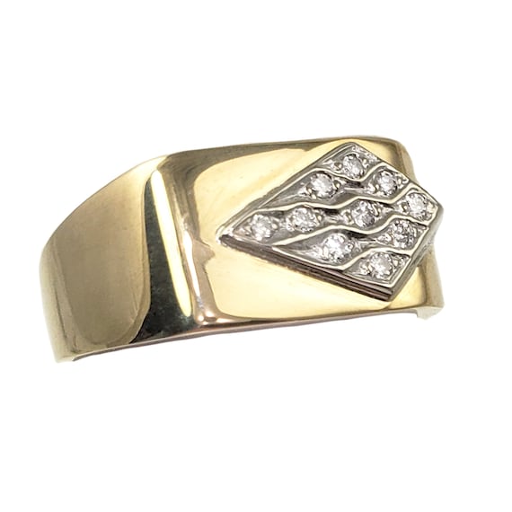 Solid 14K Gold and Diamond Ring - 10 Stones - Dif… - image 1