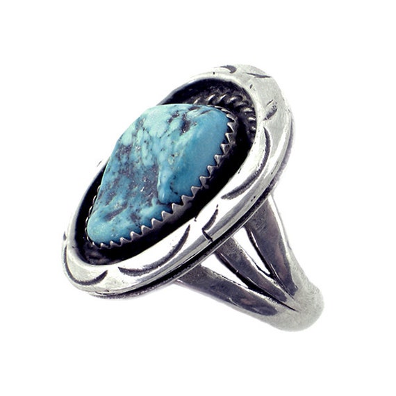 Vintage Silver & Turquoise Ring -  Southwestern S… - image 1