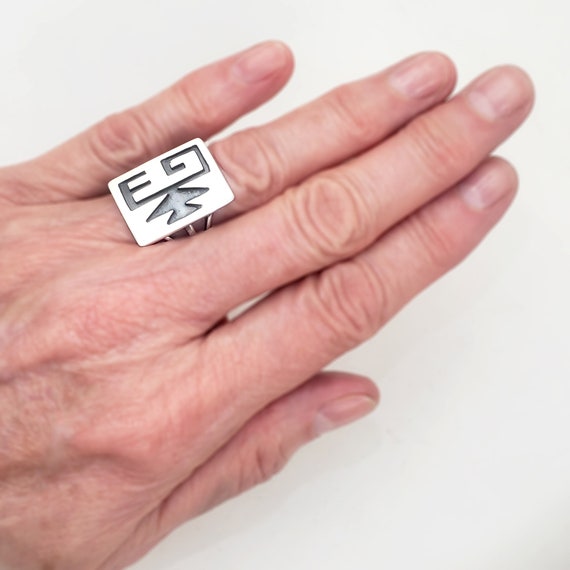 Vintage Southwestern Style Rectangular Ring with … - image 3
