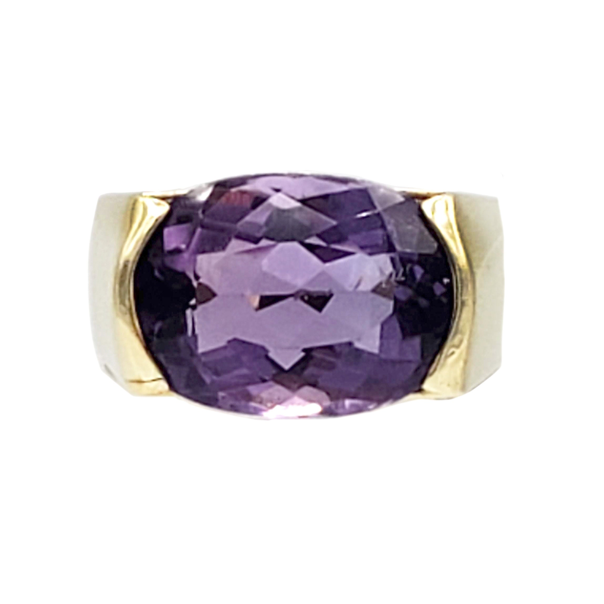 18K Gold and Amethyst Ring Vintage Modern Style Size 6 1/4 | Etsy