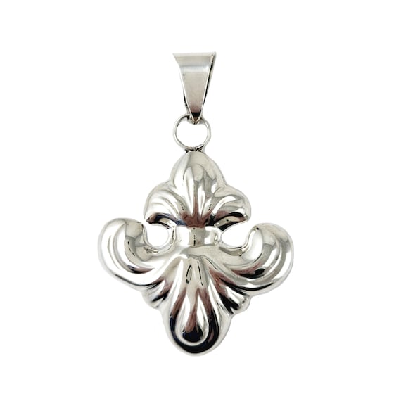 Sterling Silver Inverted Fleur-de-lis Symbol Pendant - Vintage