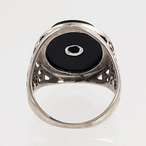 14K White Gold, Black Onyx and White Topaz Ring -… - image 10