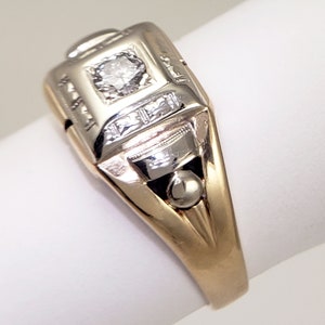 Mens 14K Gold & Diamond Ring 1/3 Ct Stone Two Tone Size - Etsy