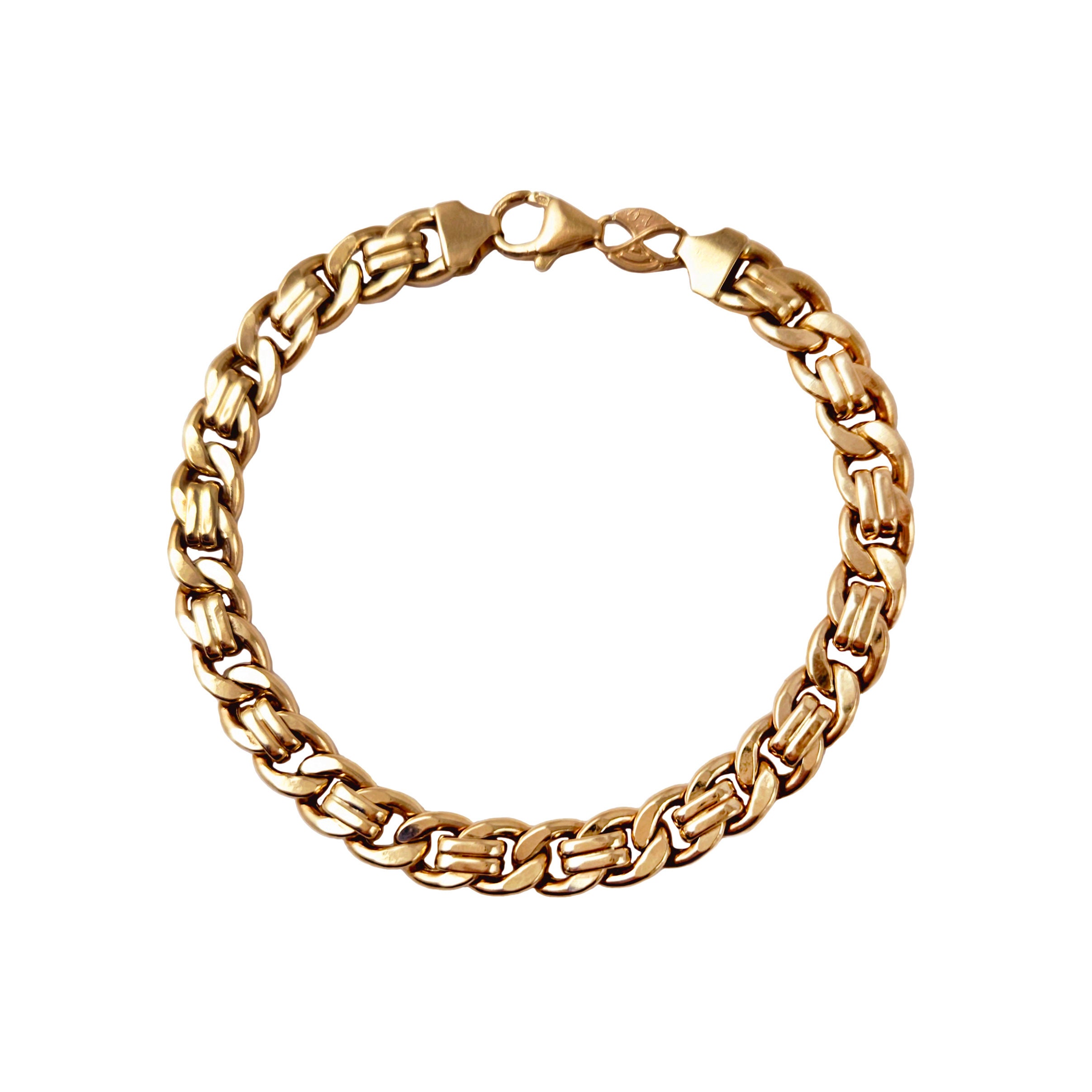 14K Gold Unisex Curb Chain Bracelet - Vintage Italian