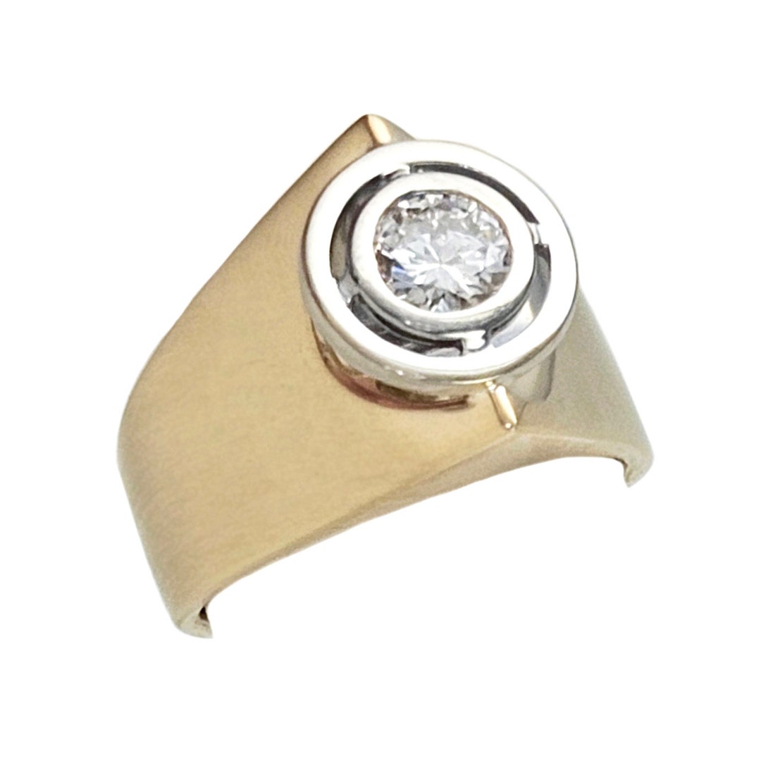 Rings Target Design Modernist 18K Gold and Diamond Target Ring: .66 Ct, Unique Design ...