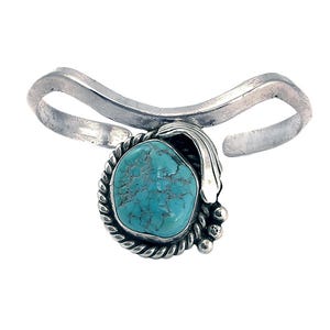 Vintage Turquoise Cuff - Signed Southwestern Bracelet - Offset Design - 6.25&quot; Inner Circumference