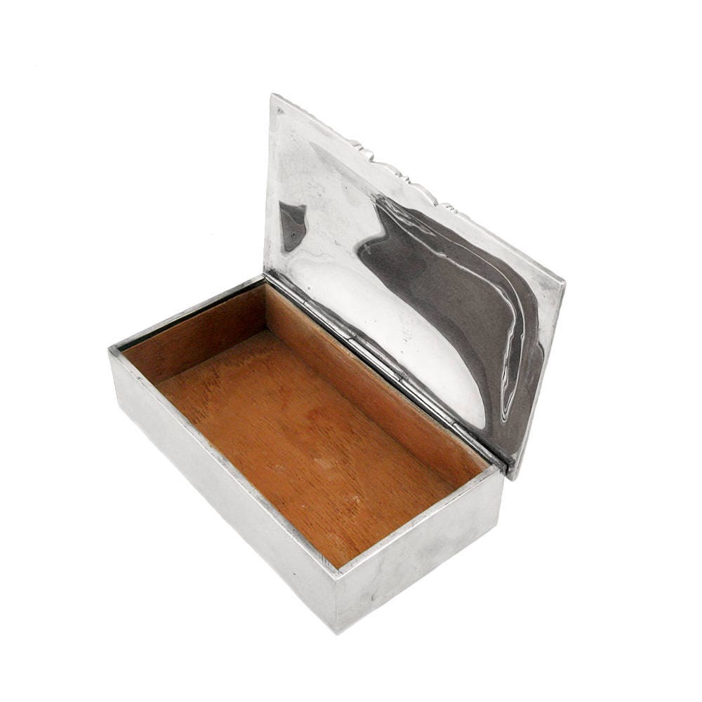 Tala社のケースAntique Vintage Mexican Sterling Silver Box With Wood Lining - 16