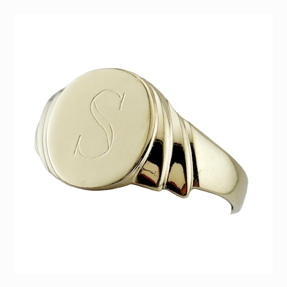 Solid 14K Gold Signet Ring with Subtle Initial S … - image 1
