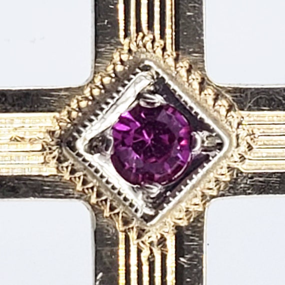 Vintage 14K Gold Cross with Synthetic Ruby - 1.25… - image 4