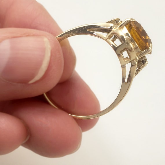 14K Gold and Citrine Ring with Diamonds - Filigre… - image 7