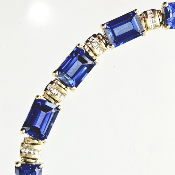 Created Sapphire and 10K Gold Link Bracelet with … - image 3