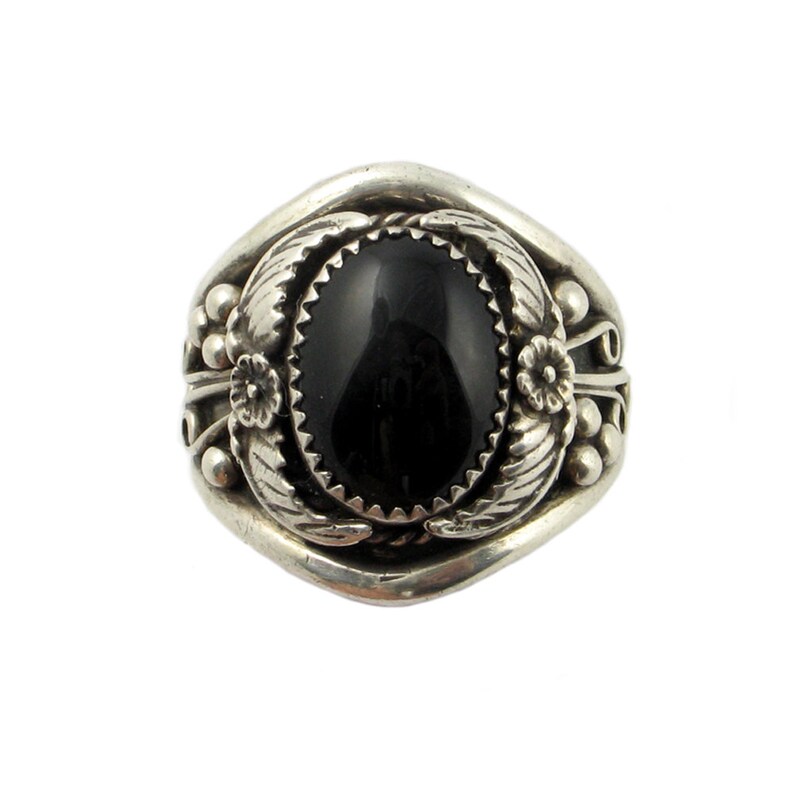 Navajo Sterling Silver and Black Onyx Mens Ring Size 13.5 Etsy