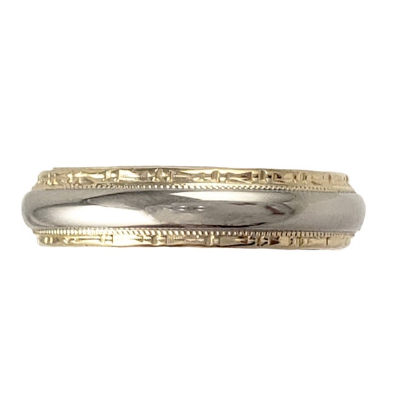 Superb Two-Tone 14K Gold Mens Wedding Band - Vinta