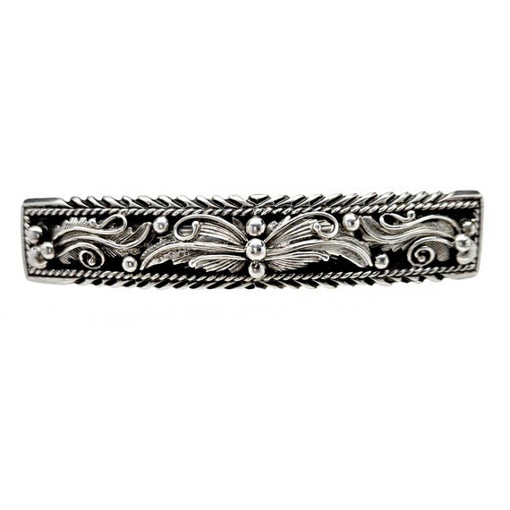 Signed Southwestern Barrette in Sterling Silver - Vintage  display picture 3