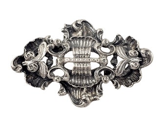835 Silver Baroque Revival Brooch - Vintage 1930s-1940s Austrian - 1.75" Wide