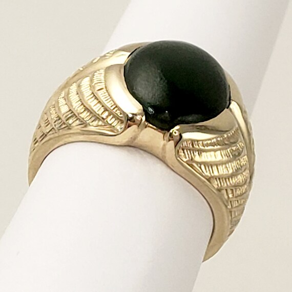 Vintage Jade Ring in Solid 14K Gold - Masculine S… - image 6